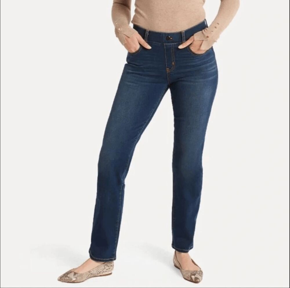 New Betabrand Dark Vintage Wash Straight 4 Pocket Yoga Denim Jeans XXLarge